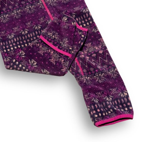 Columbia Fleece Baby Bunting Pink Purple Cozy One Piece Snuggly Nordic Pattern - Picture 4 of 8